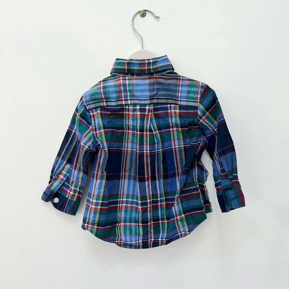 Ralph Lauren Plaid Button down long sleeve - 6months